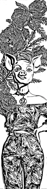 Free colorable bookmarks of a sassy pig